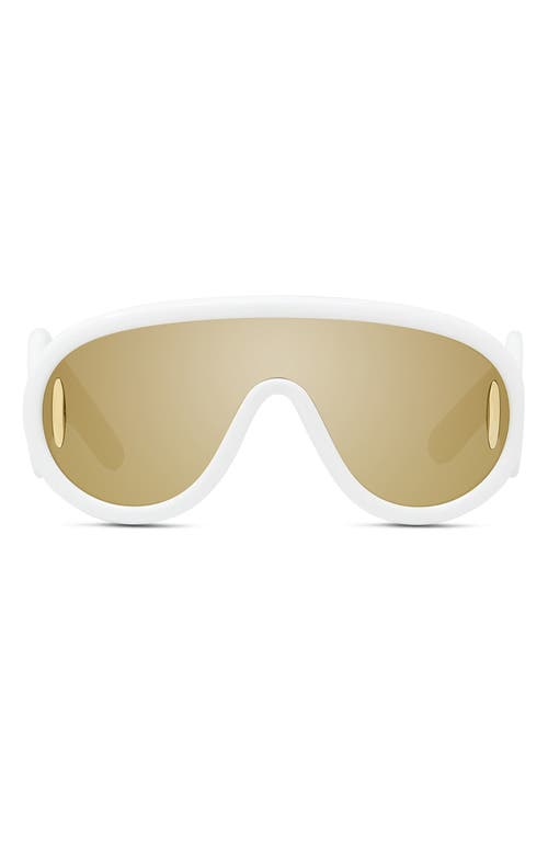 Loewe Mirror Acetate Shield Sunglasses In Ivory/brown Mirror