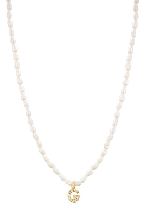 Shop St. Moran Initial Freshwater Pearl Beaded Necklace In White - G