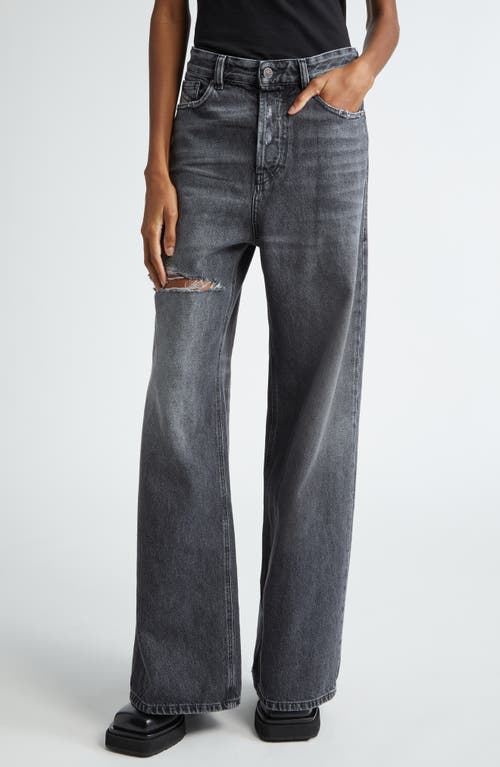 DIESEL D-Sire Ripped Wide Leg Jeans Black/Denim at Nordstrom,