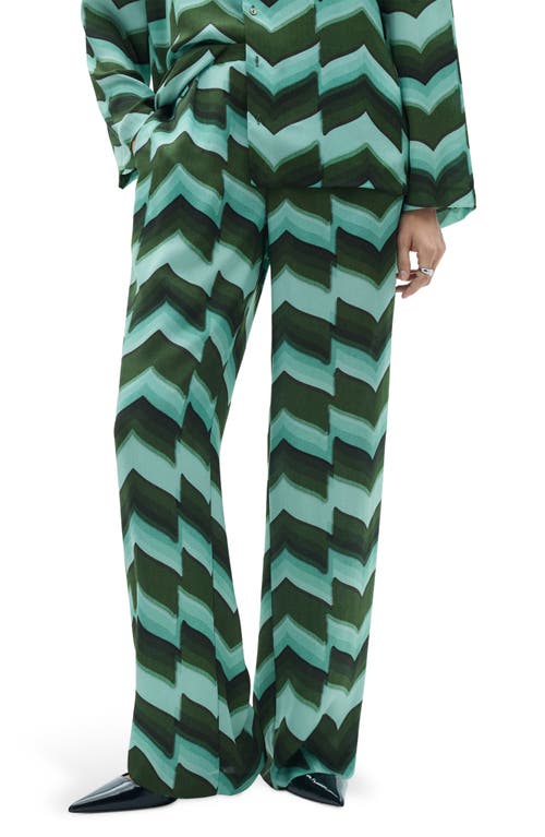 Mango Print Pull-on Straight Leg Pants In Green