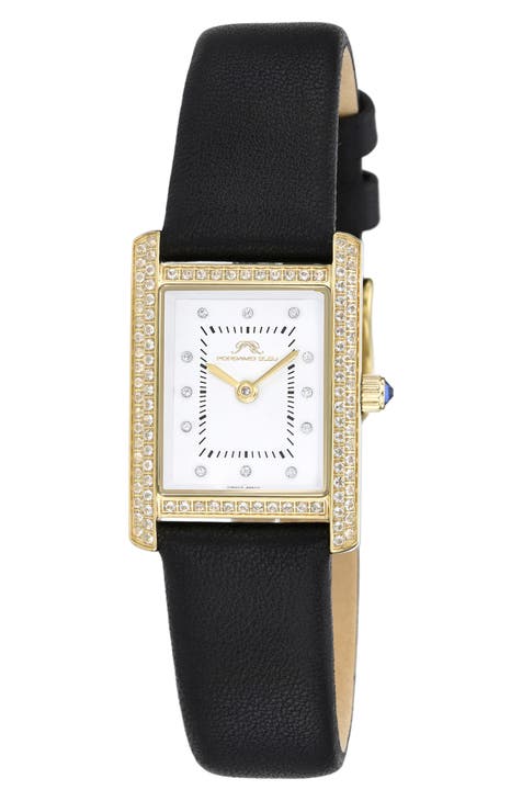 Karolina Diamond & Topaz Leather Strap Watch, 30mm