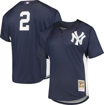 Mitchell & Ness Men's Mitchell & Ness Derek Jeter Navy New York Yankees  Cooperstown Collection Mesh Batting Practice Button-Up Jersey