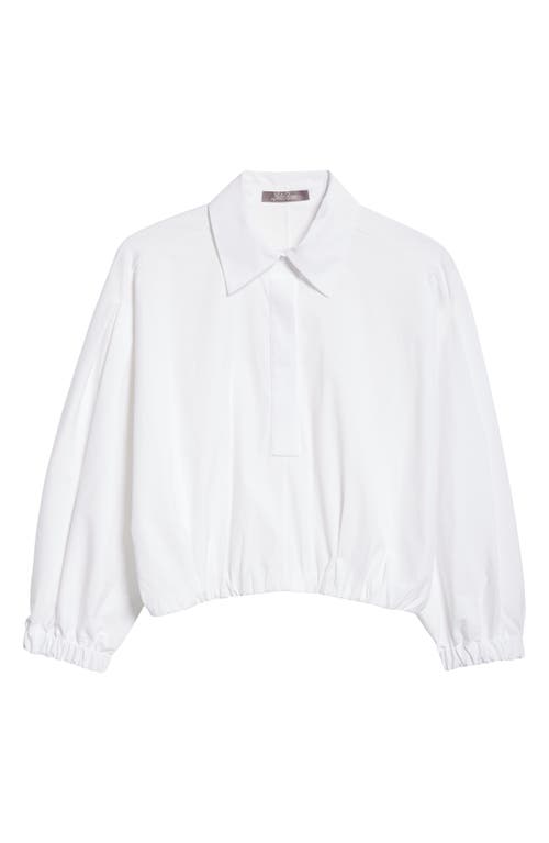 Shop Lela Rose Cotton Stretch Poplin Crop Blouson Top In Ivory