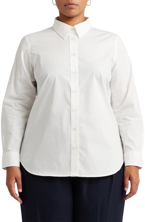 Shop Lauren Ralph Lauren No-iron Stretch Cotton Shirt In White