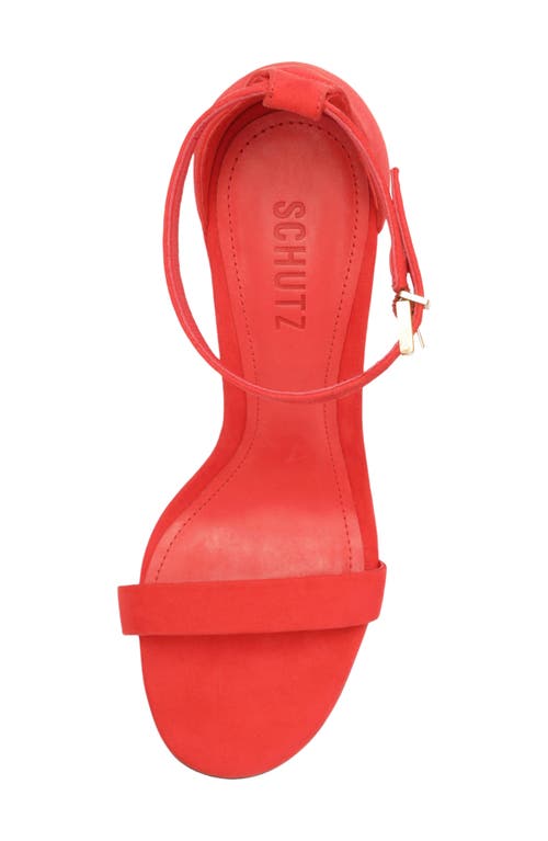 Shop Schutz Cadey-lee Curve Ankle Strap Sandal In Red Berry