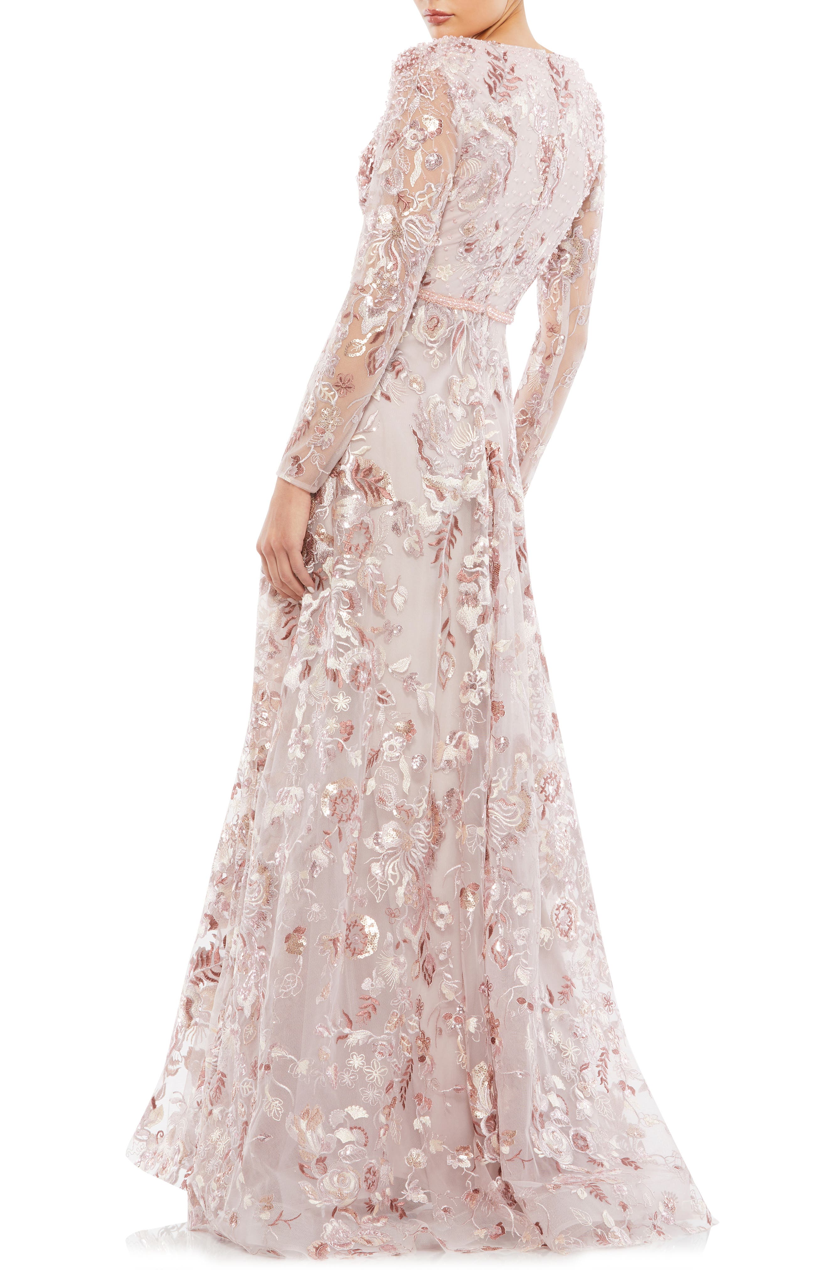 Mac Duggal Floral Embroidered Long Sleeve Gown Nordstrom