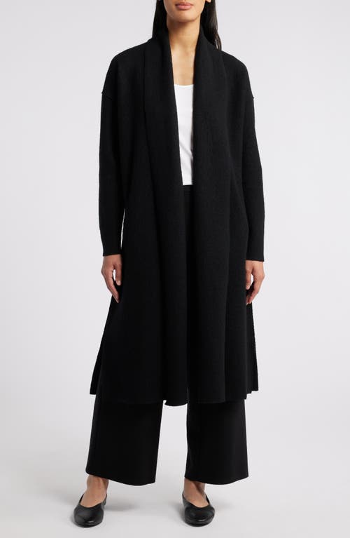 Shop Eileen Fisher High Collar Wool Felted Coat In Black