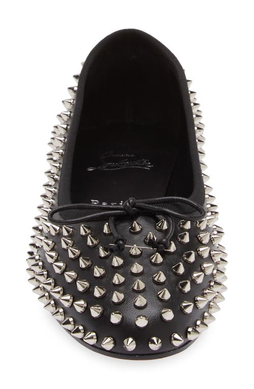 Shop Christian Louboutin Sweetie Jane Spikes Flat In Black/sv/lin Black