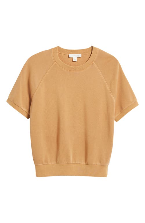 Shop Treasure & Bond Short Sleeve Cotton Blend Sweatshirt In Tan Biscuit