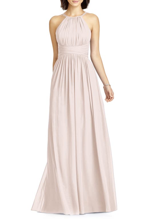 Dessy Collection Lux Chiffon Halter Gown in Blush
