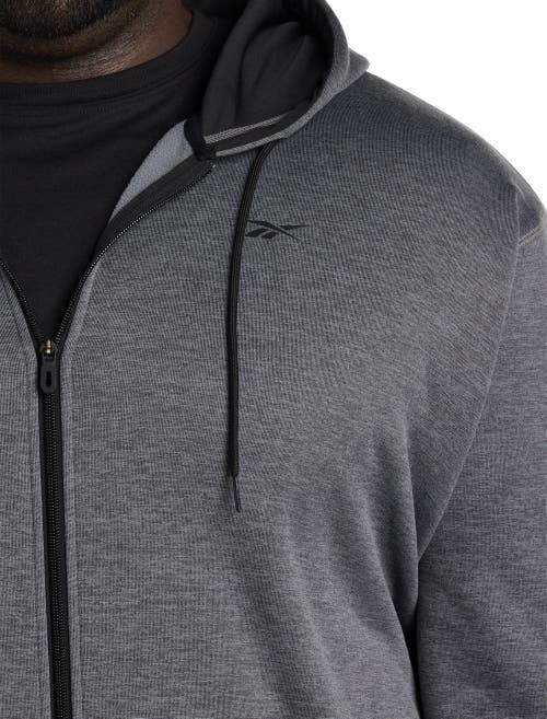 Reebok Performance Zip-front Hoodie In Pure Grey Heather