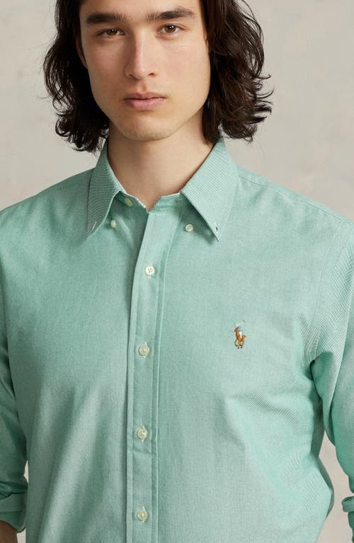 Shop Polo Ralph Lauren Classic Solid Button-down Oxford Shirt In College Green