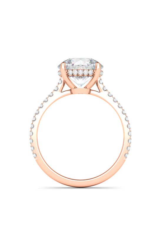 Hautecarat 18k White Gold Round Cut Lab Created Diamond Engagement Ring In 18k Rose Gold