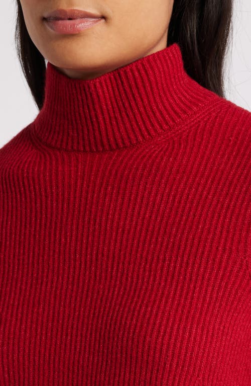 Shop Anne Klein Mock Neck Rib Sweater In Titian Red