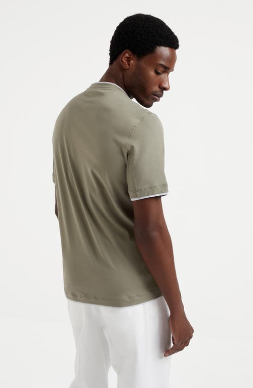 Shop Brunello Cucinelli T-shirt With Faux-layering In Olive