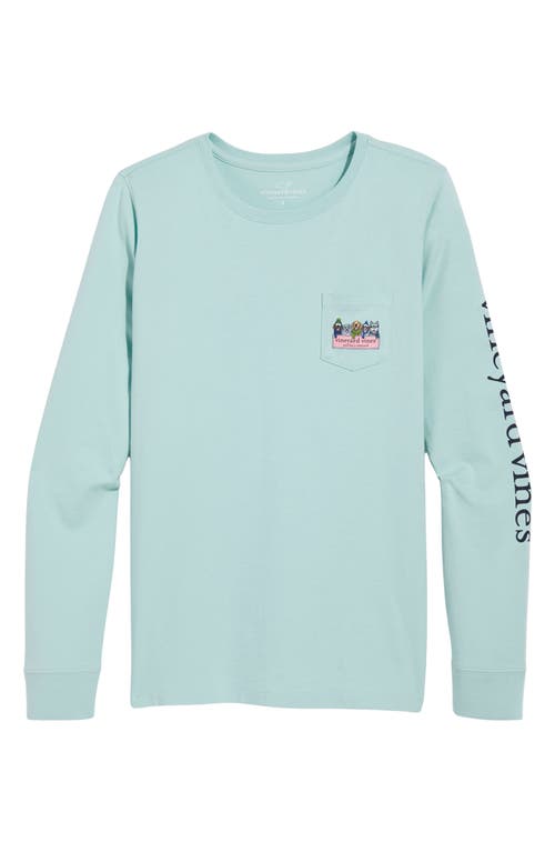 vineyard vines Winter Dogs Long Sleeve Cotton Graphic T-Shirt in Aqua Haze 