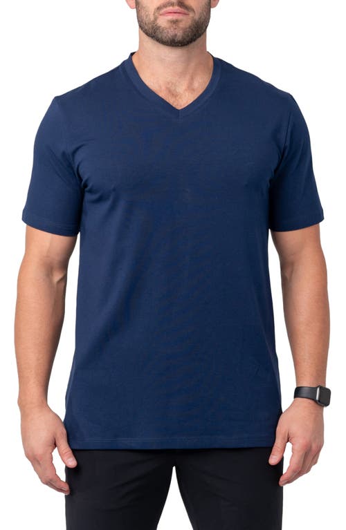 Maceoo Vivaldi V-Neck Cotton T-Shirt in Blue at Nordstrom, Size 6