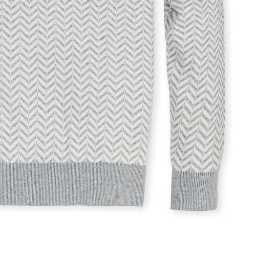 Hope & Henry Organic Intarsia Crew Neck Sweater In Light Gray Herringbone