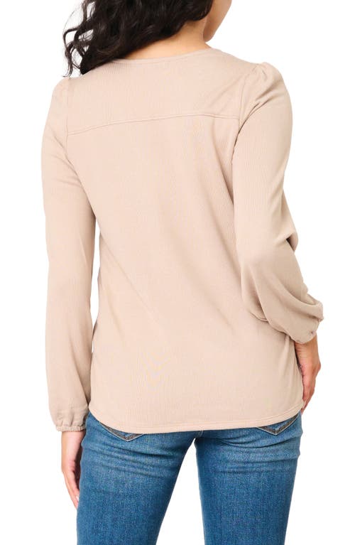 Gibsonlook Blouson Sleeve V-neck Sweater In Taupe