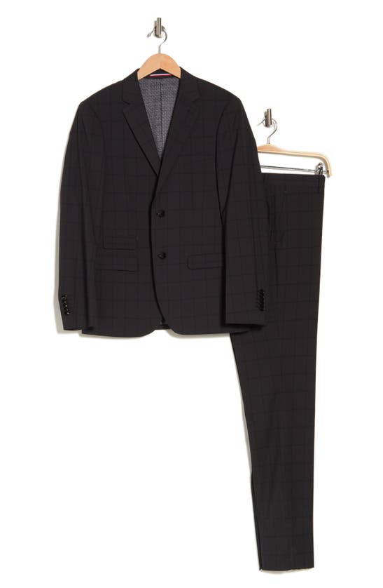 Soul Of London Tonal Plaid Suit In Black