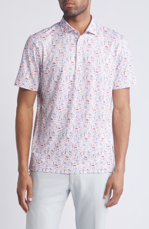 johnnie-O The Great Lakes Icon Print PREP-FORMANCE Polo in White Multi at Nordstrom, Size Small