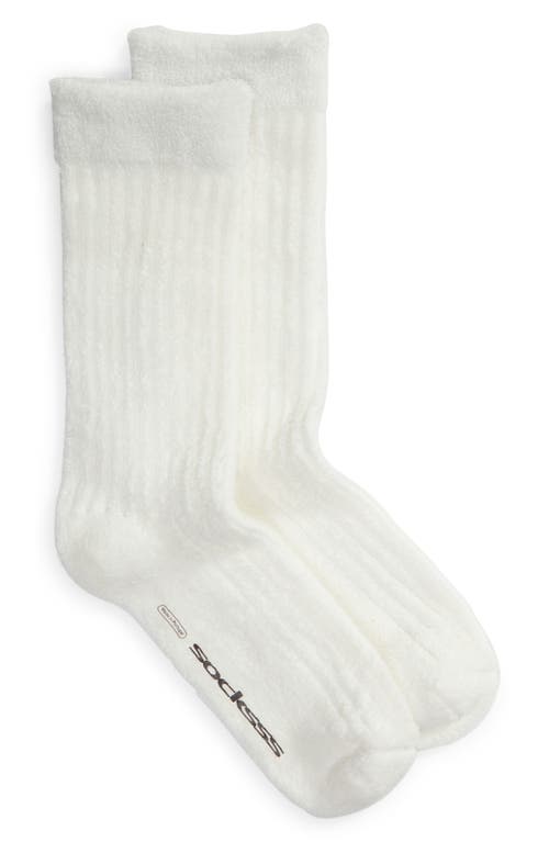 Terry Organic Cotton Blend Crew Socks in Snow