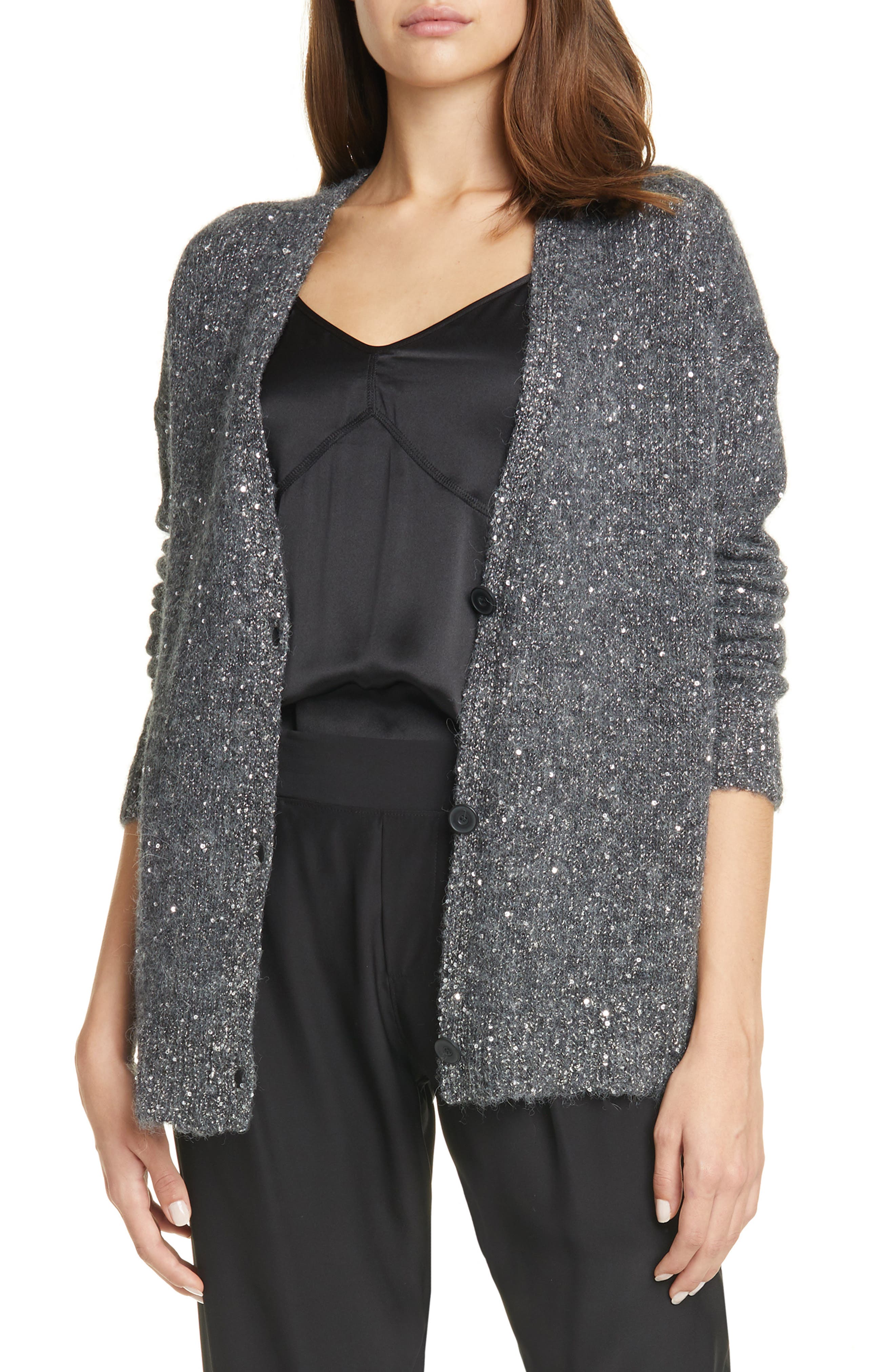 metallic cardigan