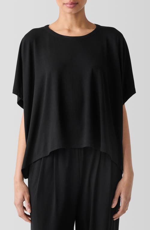 Shop Eileen Fisher Crewneck Boxy Stretch Jersey Top In Black