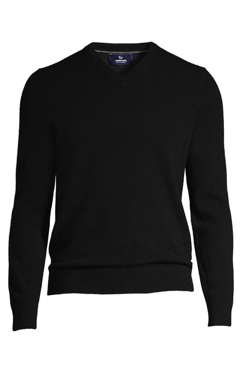 Shop Lands' End Fine Gauge Cashmere V-neck Sweater In Black