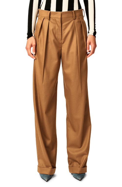 Interior The Smith Pleated Wool Blend Pants Caramel at Nordstrom,