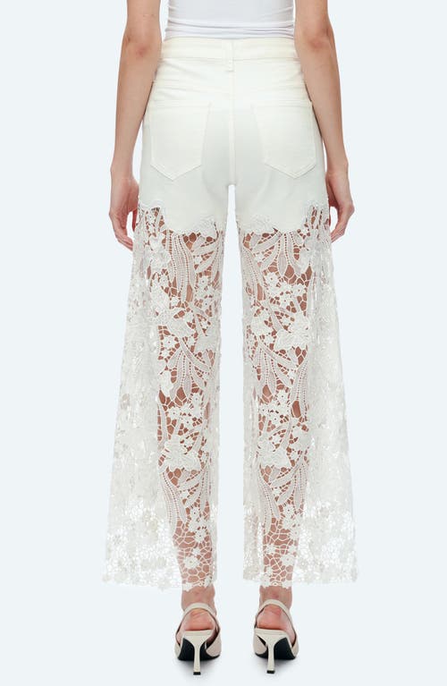 Bayeas High Waist Crystal Embellished Lace Leg Jeans In White