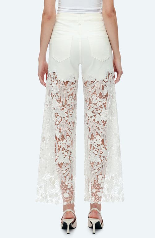 Shop Bayeas High Waist Crystal Embellished Lace Leg Jeans In White