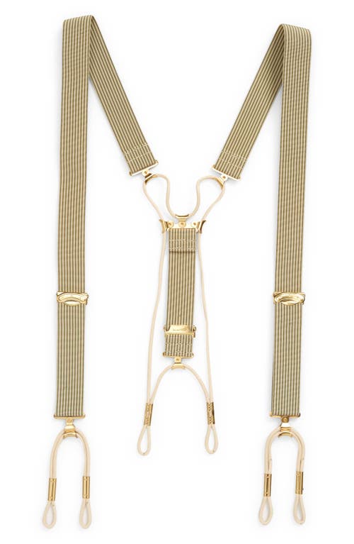 Double RL Shaw Striped Suspenders in Cream/Olive