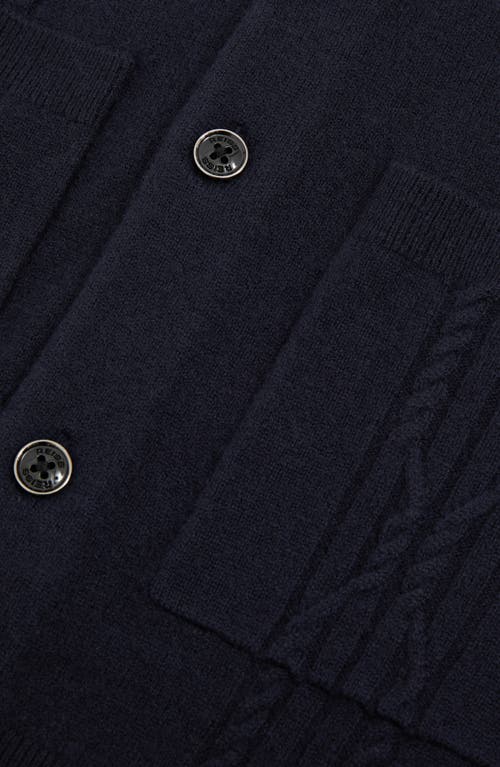 Shop Reiss Lockhurst Cable Detail Wool Cardigan In Navy