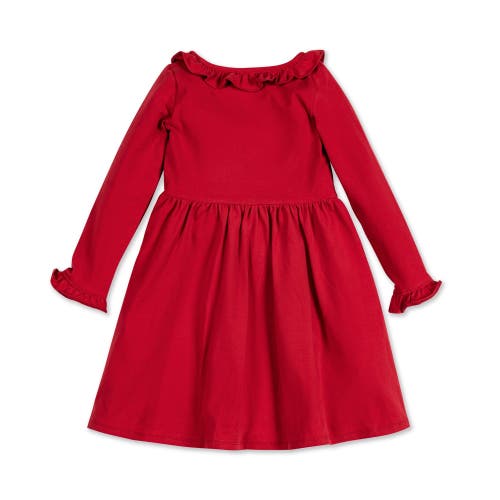 Shop Hope & Henry Girls' Ruffle Trim Knit Dress, Toddler In Red Ruffle Neck