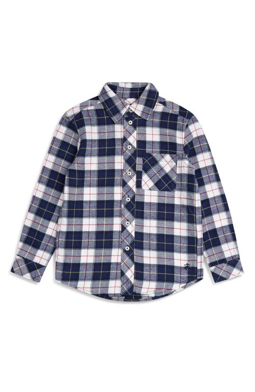 Brooks Brothers Boys Brushed Cotton Plaid Flannel Sport Shirt In Blue Royal