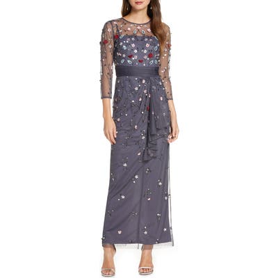 Js Collections Floral 3D Embellished Gown, Black
