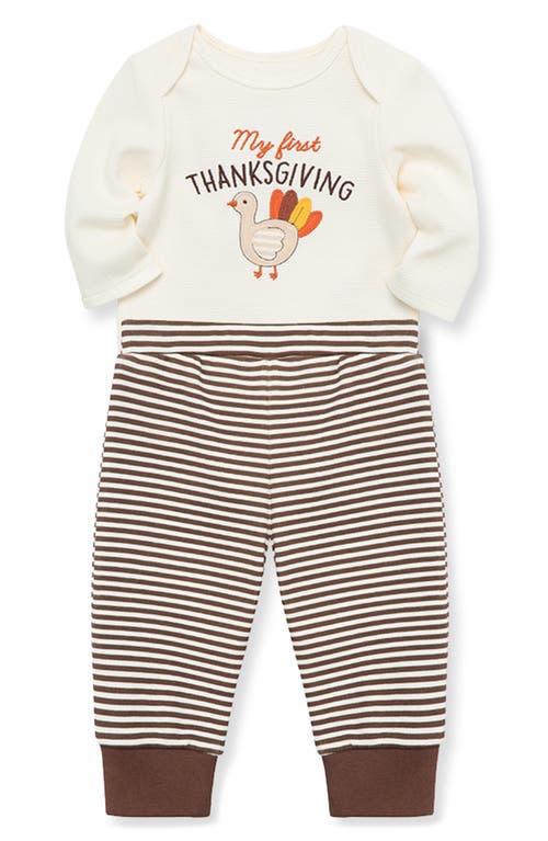 Shop Little Me Turkey Cotton Bodysuit & Leggings Set In Multi