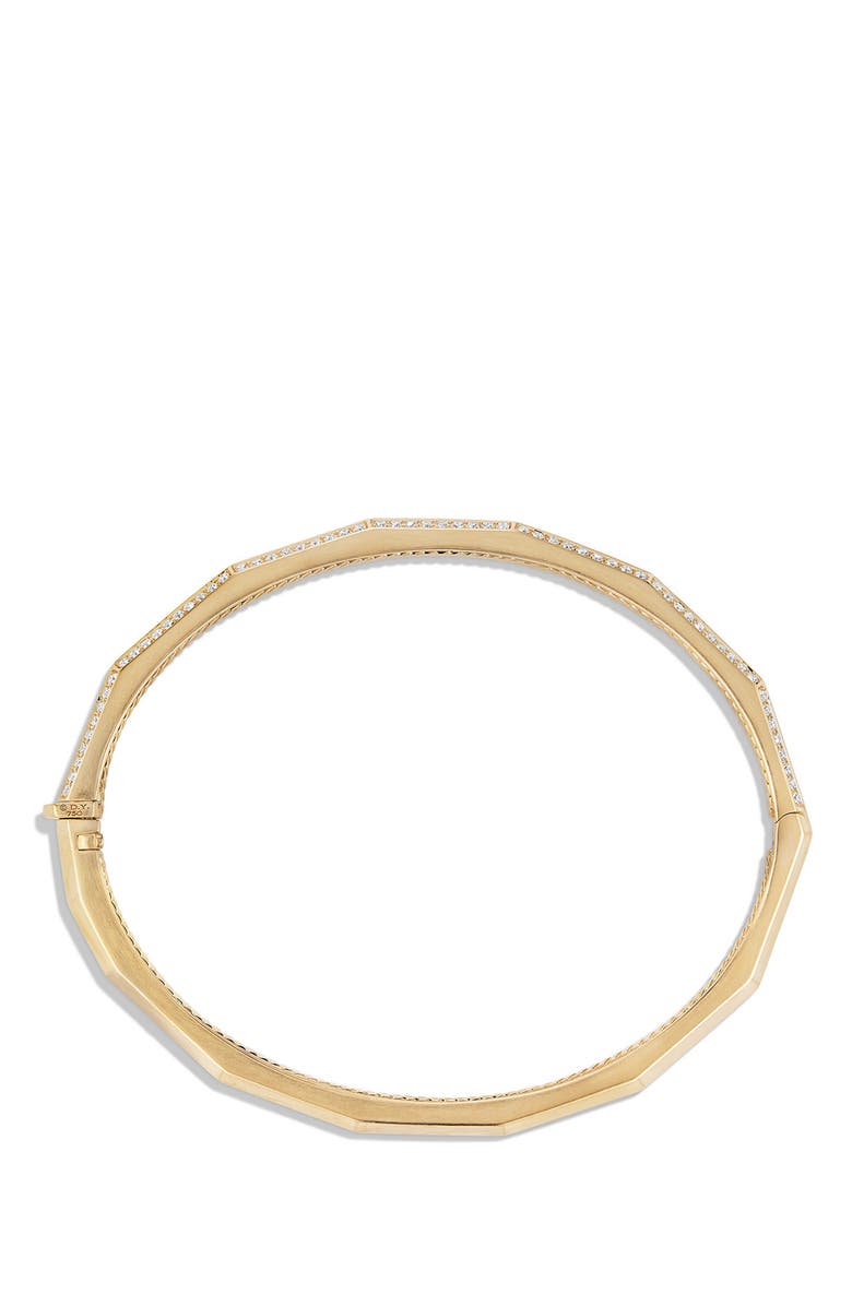 David Yurman Stax Single-Row Faceted 18K Gold Bracelet with Diamonds, 3mm, Alternate, color, 