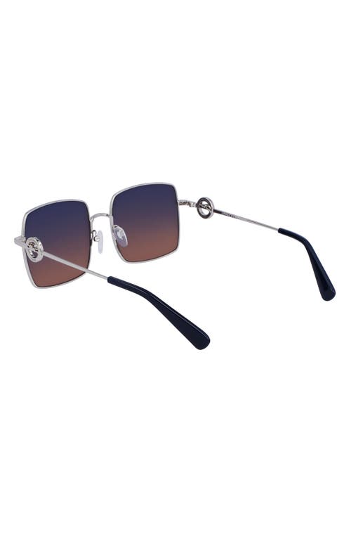Longchamp Petrol Blue Gradient Square Ladies Sunglasses Lo162s 719 55 In Silver/gradient Petrol Brown