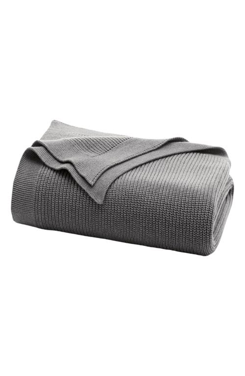 Boll & Branch Organic Cotton Shaker Stitch Throw Blanket in Heathered Stone at Nordstrom
