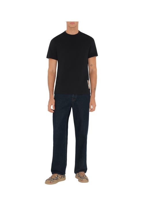 Burberry Mens Black Logo-patch Regular-fit Cotton-jersey T-shirt In Black
