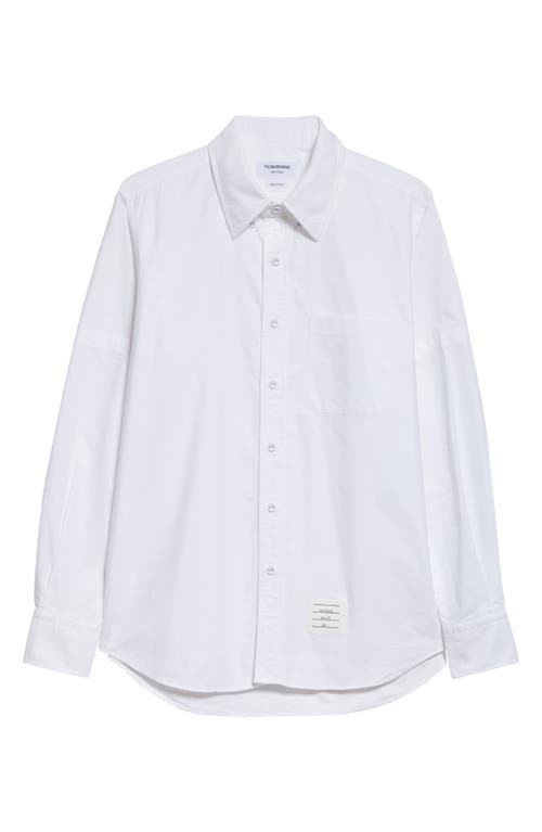 Thom Browne Straight Fit Cotton Poplin Button-down Shirt In White