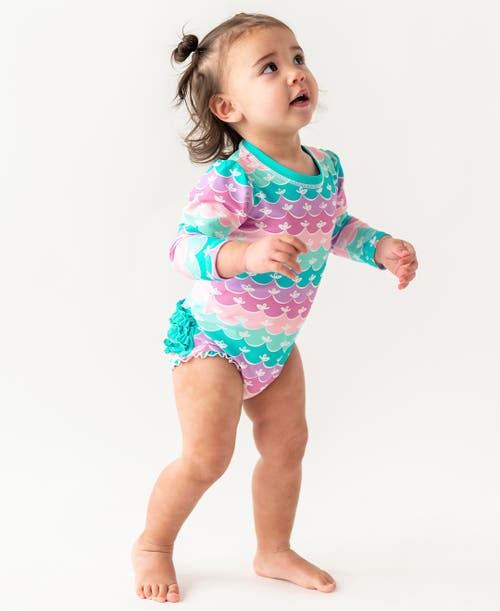 Rufflebutts Girl's Mermaid One-piece Rash Guard In Mermaid