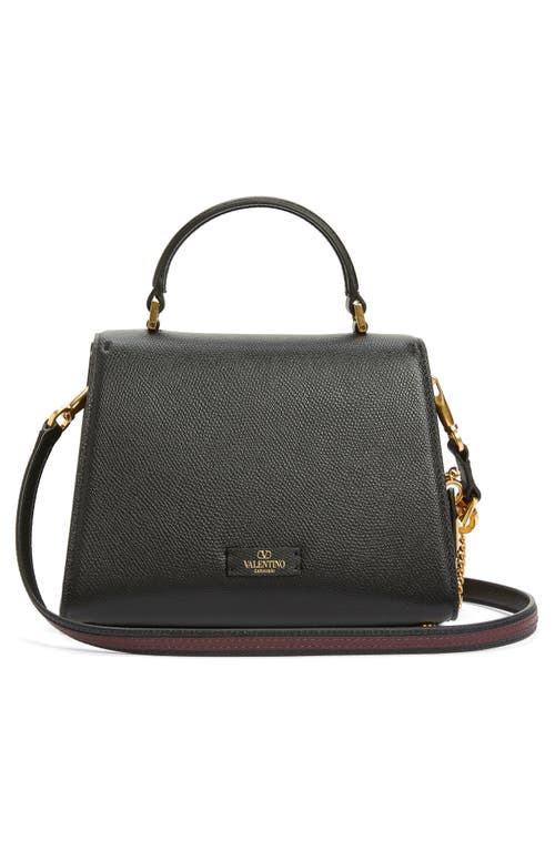 Valentino Garavani Vsling Leather Top Handle Bag In R82 Nero/rubin