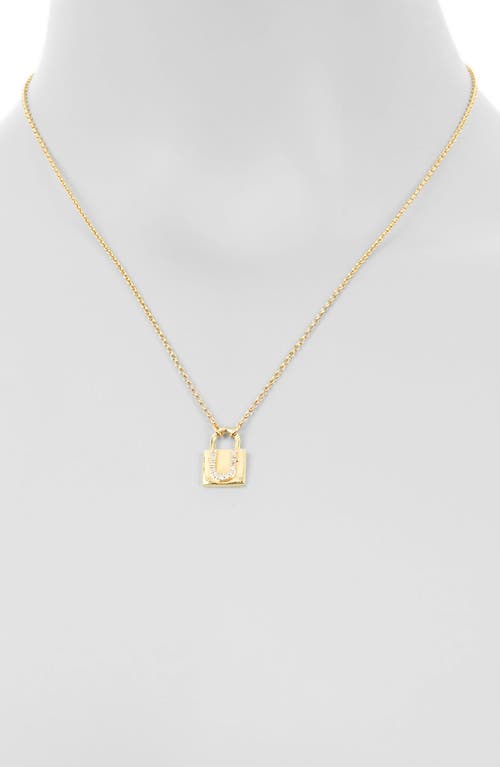 Meshmerise Diamond Padlock Initial Pendant Necklace In Yellow-u