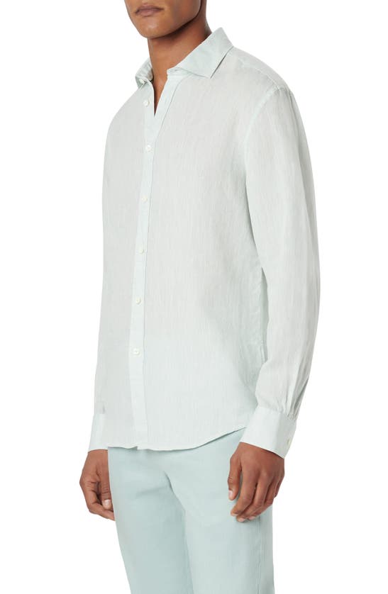 Shop Bugatchi Axel Linen Button-up Shirt In Seafoam