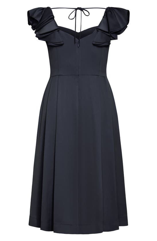 Shop City Chic Roselyn Ruffle Sleeve Dress In Navy