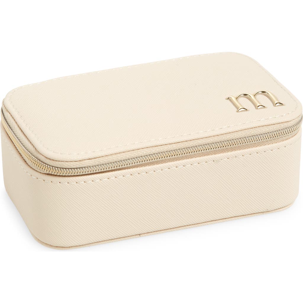 Nordstrom Initial Rectangular Jewelry Box In M- Cream- Gold