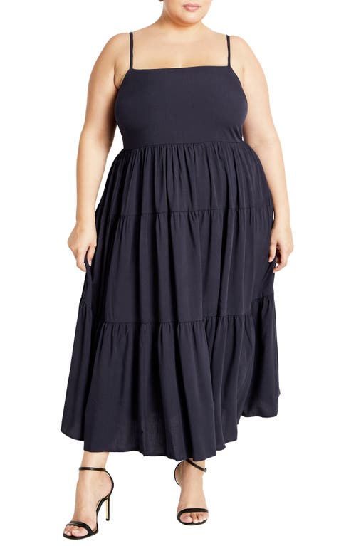 Shop City Chic Mystic Tiered Midi Sundress In Navy